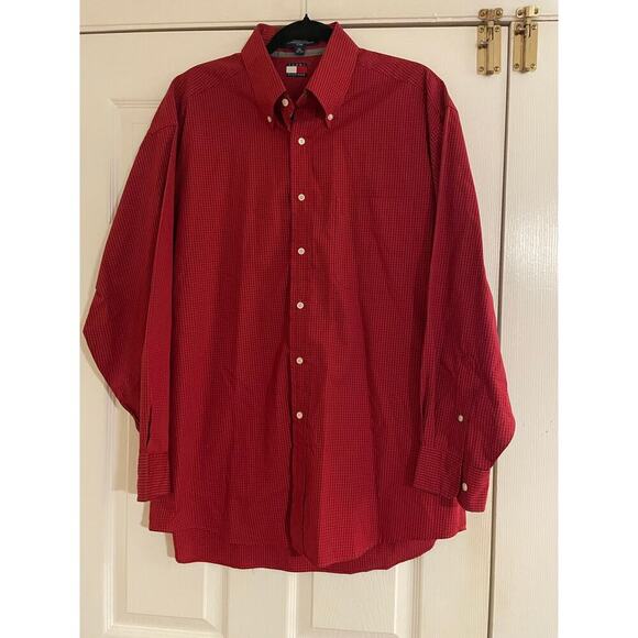 Tommy Hilfiger red and blue long sleeve button down shirt size 16 - Picture 1 of 8